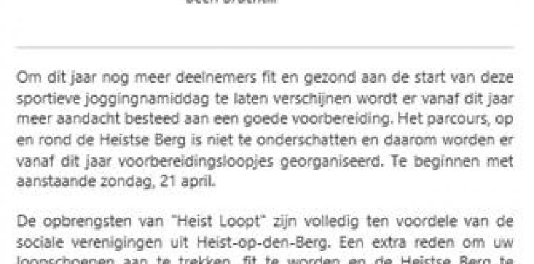 Artikel website Heist Leeft 18/04/'13