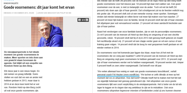 Artikel Rondom Heist-op-den-Berg (Het Nieuwsblad) 31/12/2013